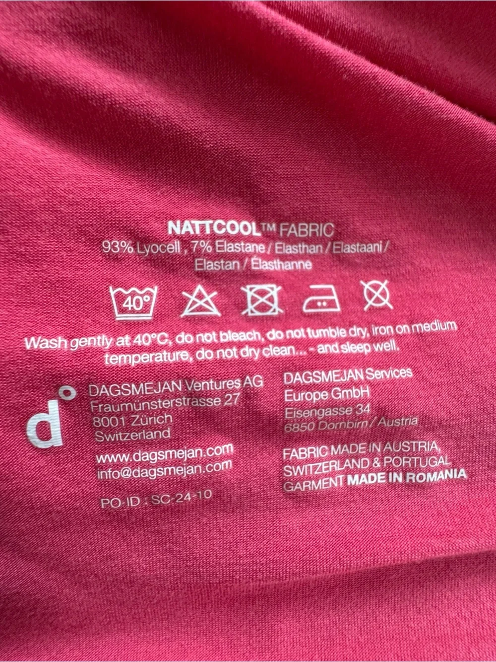 Dagsmejan Raspberry Nattcool Sleep Tech Shirt and Shorts Set Womens L